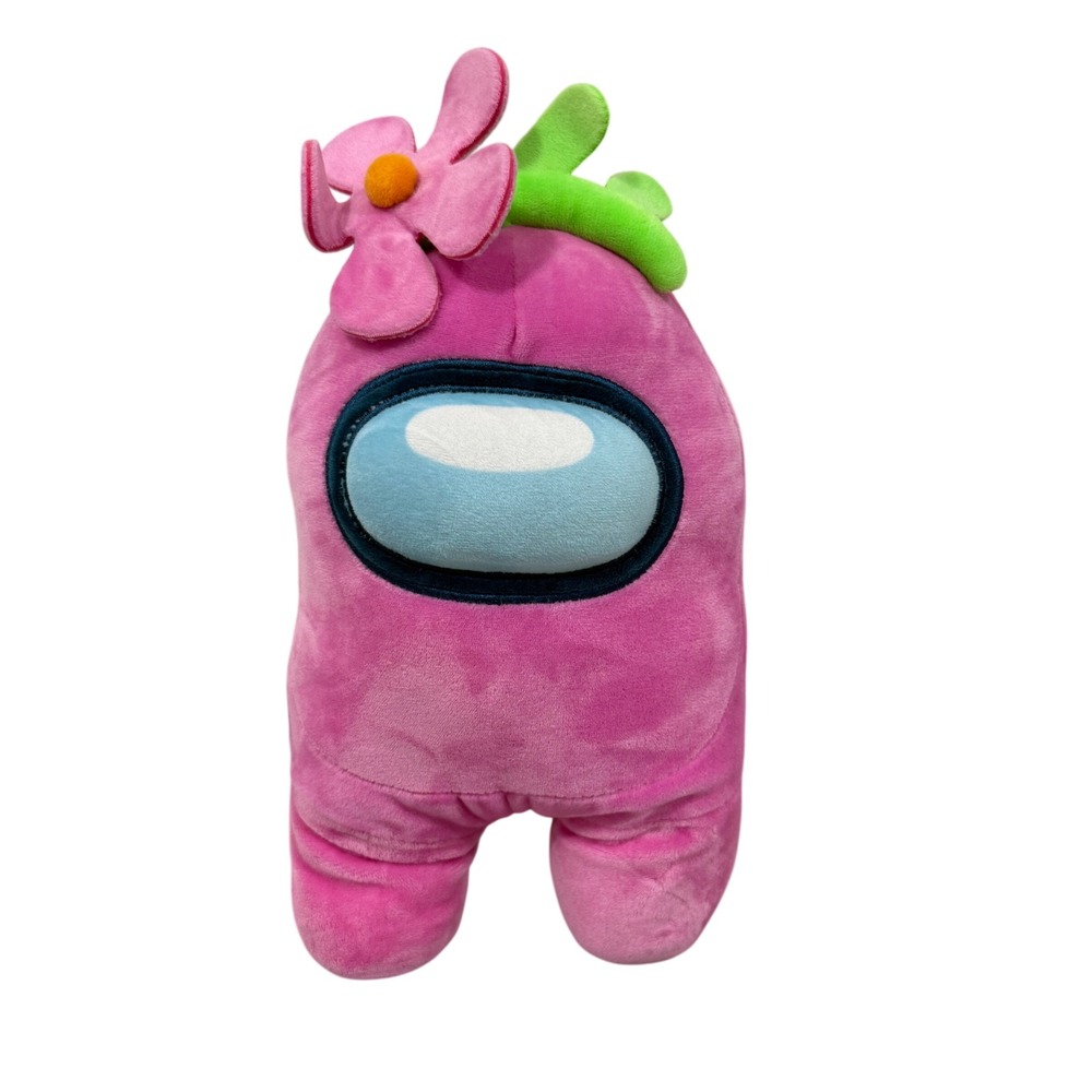 Among Us Pink Crewmate Plush Toy with Pink Flower Toikido Innersloth 12 Inch